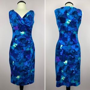 SOLD Lauren by Ralph Lauren Sleeveless Dress Blue V Neck Faux Wrap size 10